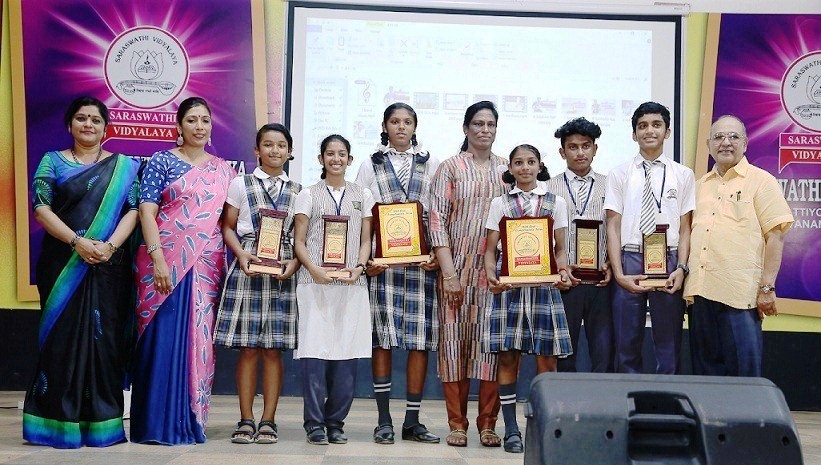Saraswathi Vidyalaya organised a felicitation ceremony for the young sporting stars of the school